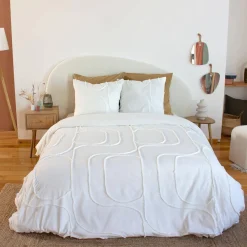 Set biancheria da letto di cotone bianco, 2 posti