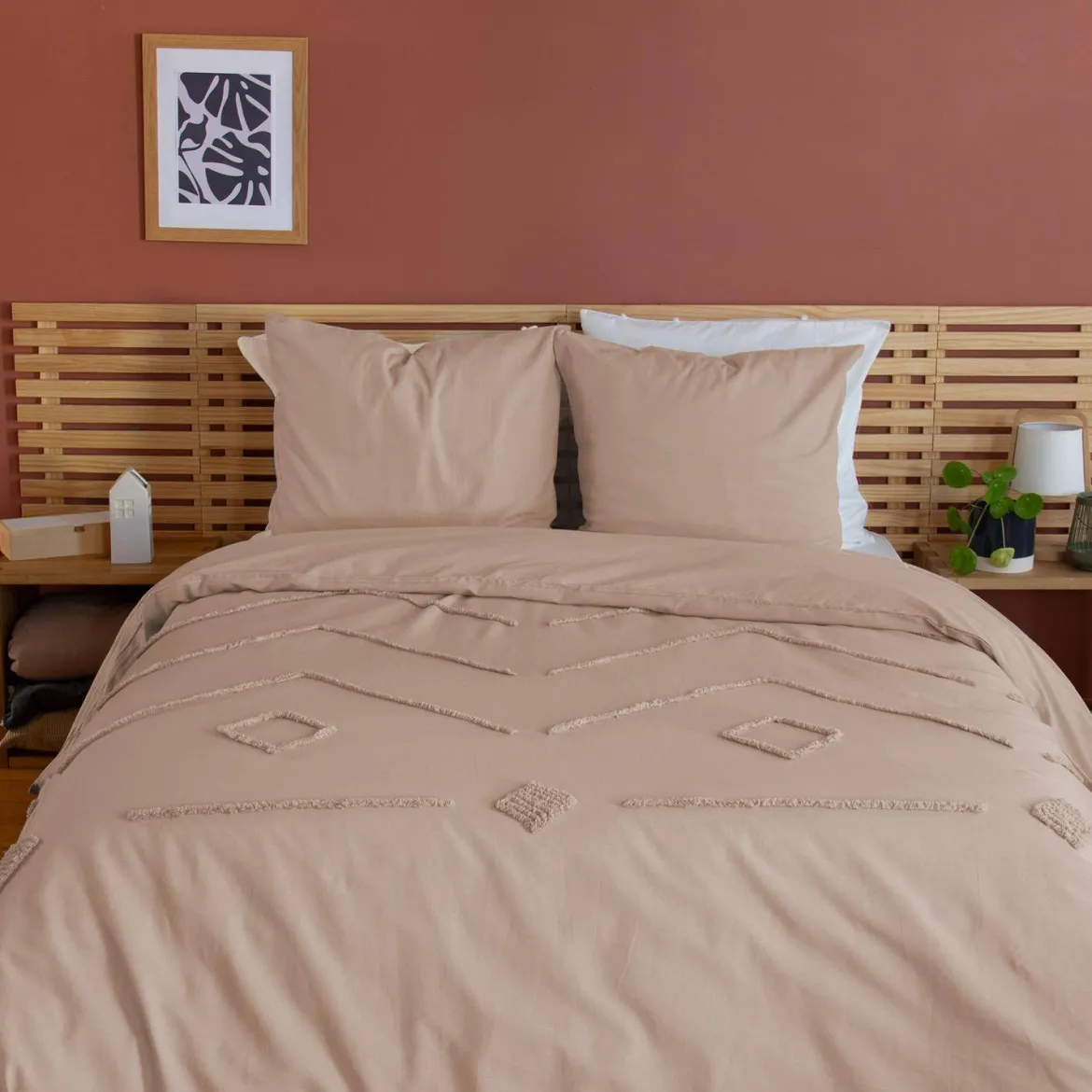 Set biancheria da letto di cotone rosa, 2 posti