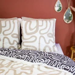 Set biancheria da letto in cotone reversibile con motivo grafico, 2 posti
