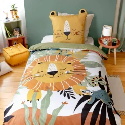 Set biancheria da letto in microfibra reversibile con stampa savana, 140cm