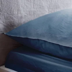 Set biancheria da letto in microfibra lavata blu notte, 2 posti