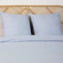 Set biancheria da letto in microfibra a righe blu, 2 posti