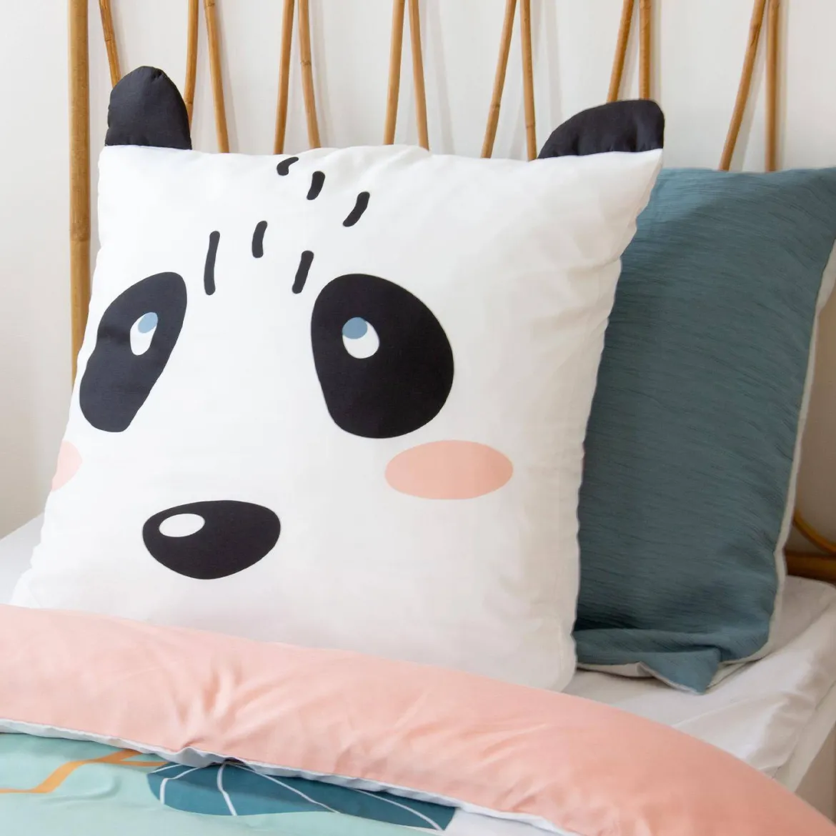 Set biancheria da letto in microfibra reversibile con stampa di panda, 140cm
