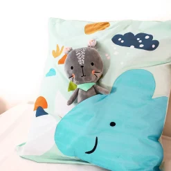 Set biancheria da letto in cotone reversibile stampata con dinosauri per un letto singolo, 140 cm