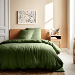 Set biancheria da letto in garza di cotone verde kaki
