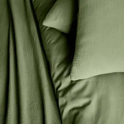 Set biancheria da letto in garza di cotone verde kaki