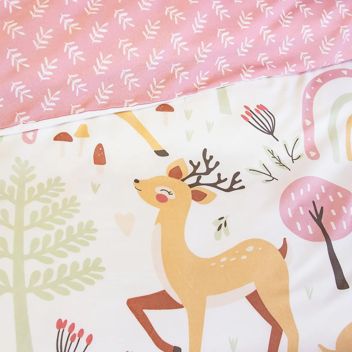 Set biancheria da letto in microfibra reversibile stampata foresta incantata, 140cm