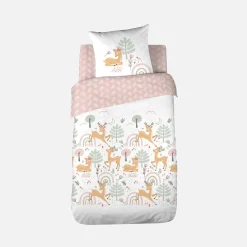 Set biancheria da letto in microfibra reversibile stampata foresta incantata, 140cm