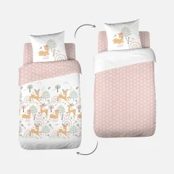 Set biancheria da letto in microfibra reversibile stampata foresta incantata, 140cm