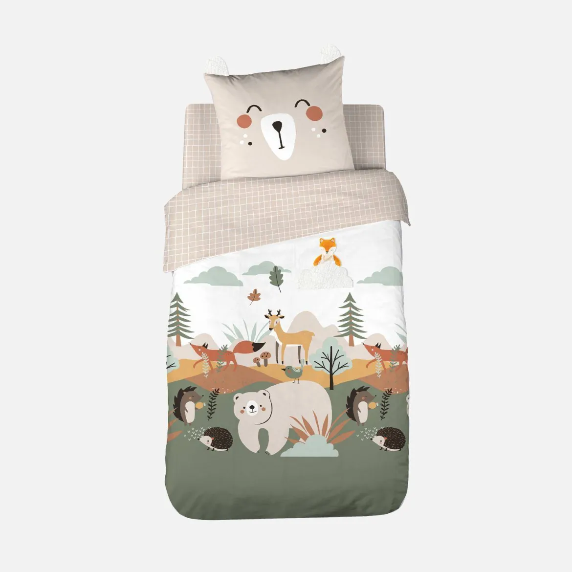 Set biancheria da letto in microfibra reversibile stampato foresta d'autunno, 140cm