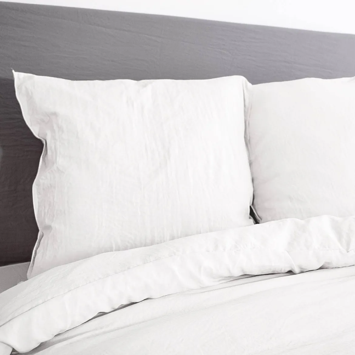 Set biancheria da letto in microfibra lavata bianca, 2 posti