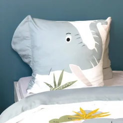 Set biancheria da letto in microfibra con stampa di elefanti, 140cm