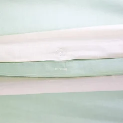 Set biancheria da letto in cotone a righe bianco e verde, 2 posti