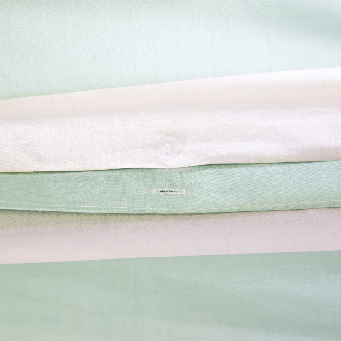 Set biancheria da letto in cotone a righe bianco e verde, 2 posti