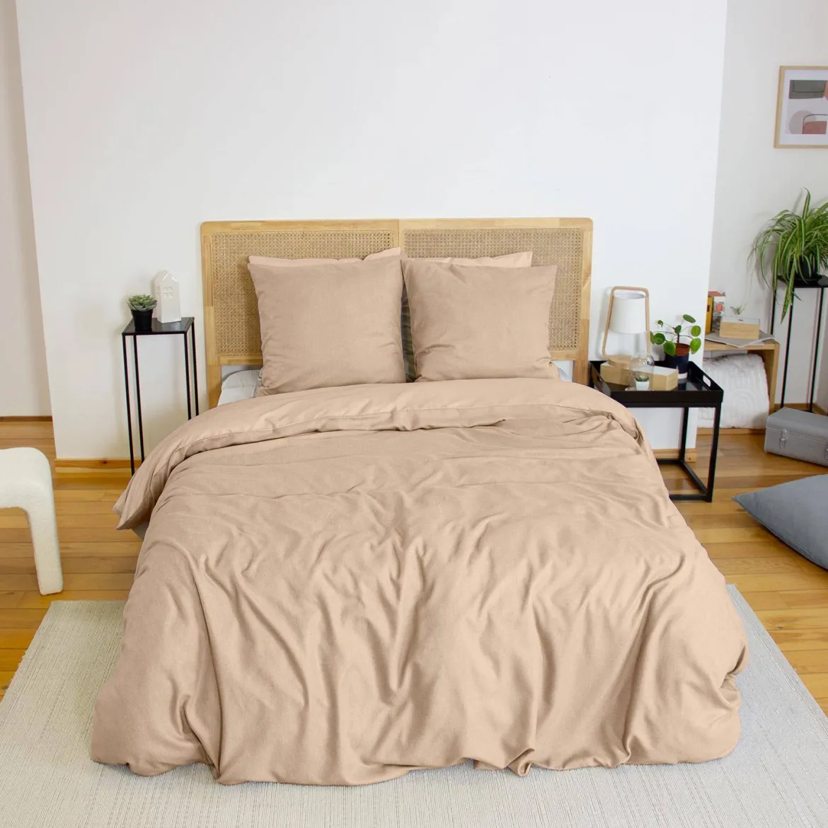 Set biancheria da letto reversibile con motivo a spina di pesce, 2 posti