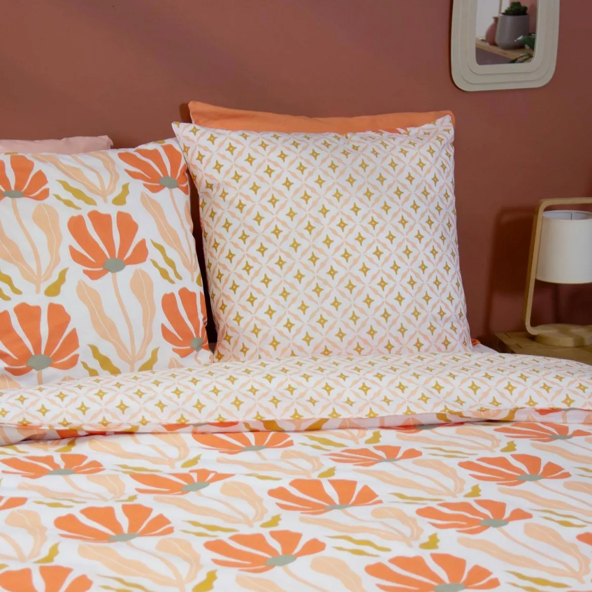 Set biancheria da letto reversibile con stampa floreale, 2 posti