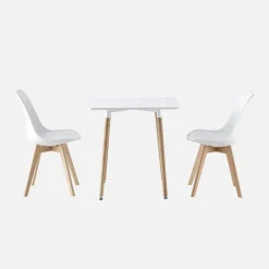 Set da pranzo composto da tavolo quadrato e 2 sedie, 70cm