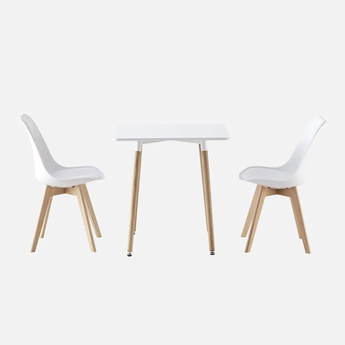 Set da pranzo composto da tavolo quadrato e 2 sedie, 70cm