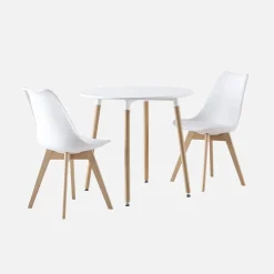 Set da pranzo tondo e 2 sedie, 80cm