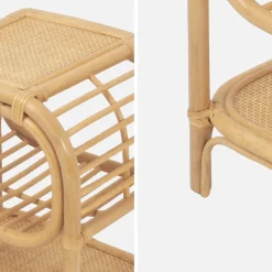 Set di 2 comodini in rattan naturale curvato, 1 vano