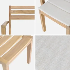Set di 4 poltrone da giardino in legno di acacia con cuscino