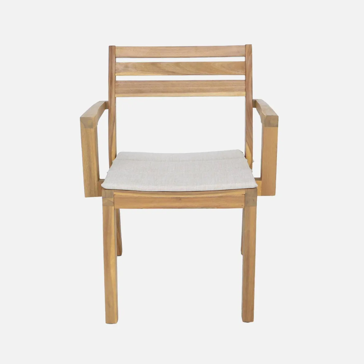 Set di 4 poltrone da giardino in legno di acacia con cuscino
