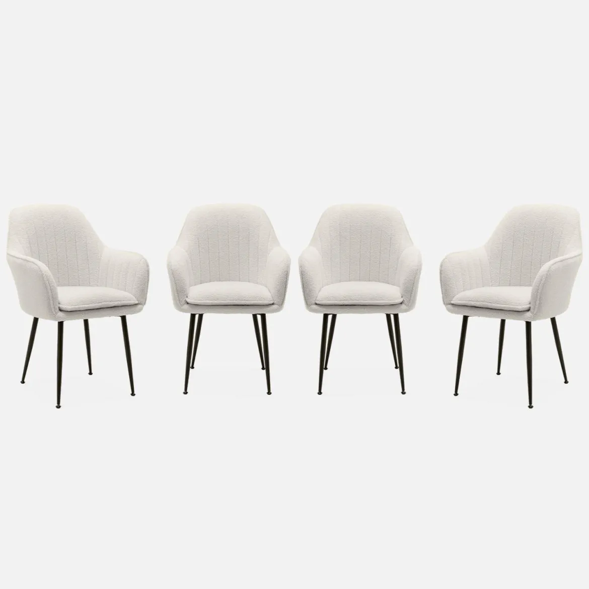 Set di 4 poltrone riccia con gambe in metallo
