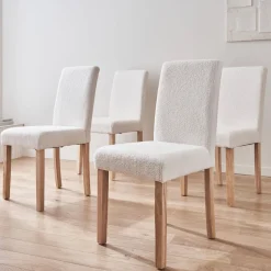 Set di 4 sedie a coste con gambe in legno