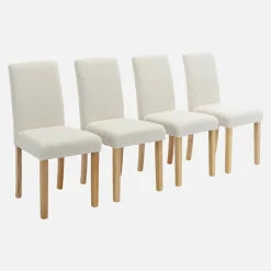 Set di 4 sedie a coste con gambe in legno