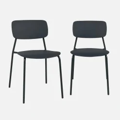 Set di 2 sedie da giardino impilabili in acciaio e plastica