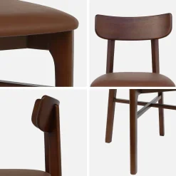 Set di 2 sedie in legno di hevea e similpelle