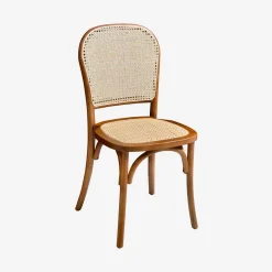 Set di 4 sedie in legno e rattan vintage