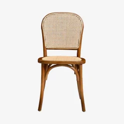 Set di 4 sedie in legno e rattan vintage