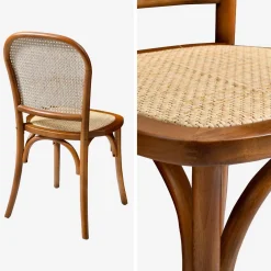 Set di 4 sedie in legno e rattan vintage