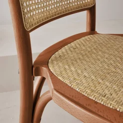 Set di 4 sedie in legno e rattan vintage