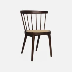 Set di 2 sedie in legno e rattan intrecciato, stile vimini