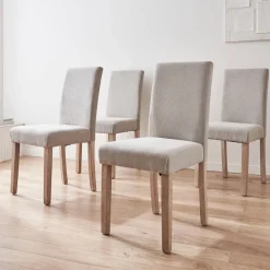 Set di 4 sedie in velluto a coste con gambe in legno ceruleo