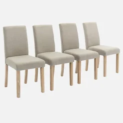Set di 4 sedie in velluto a coste con gambe in legno ceruleo