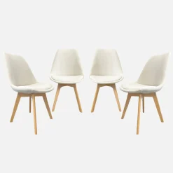 Set di 4 sedie scandinave in legno di faggio e velluto a coste