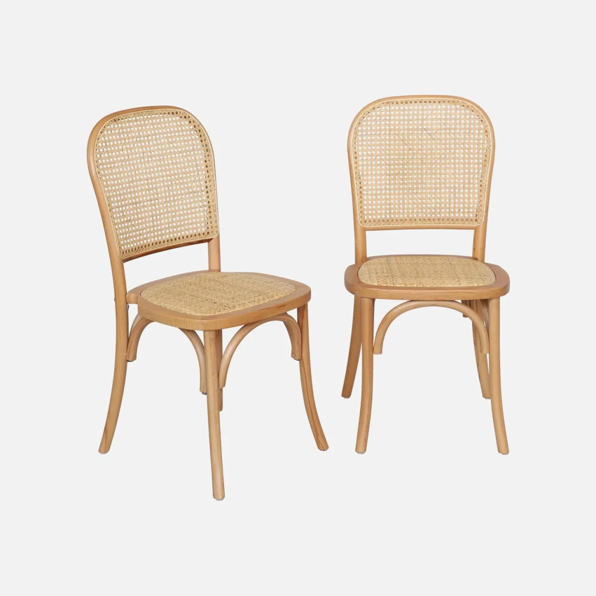 Set di 2 sedie vintage in legno e rattan