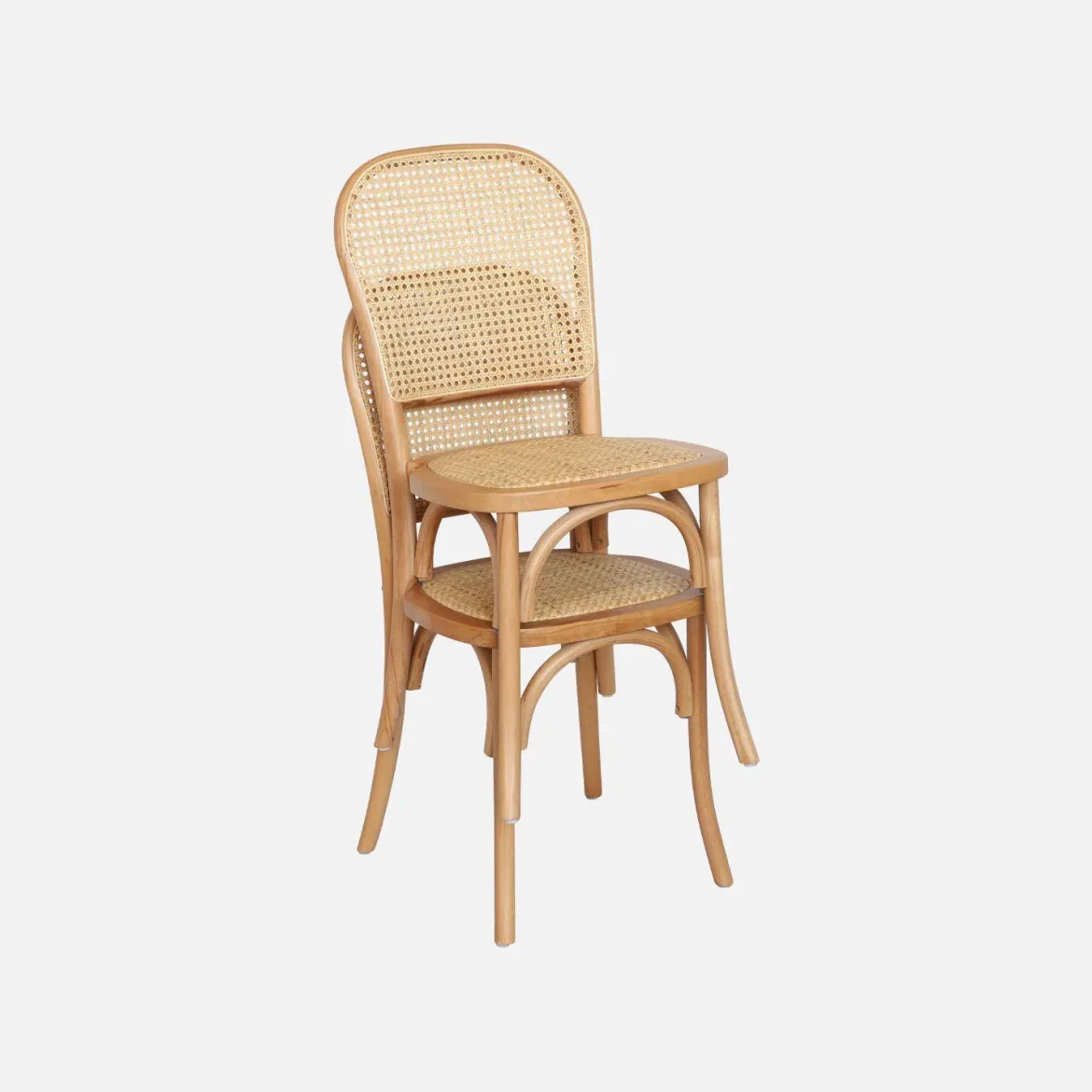 Set di 2 sedie vintage in legno e rattan