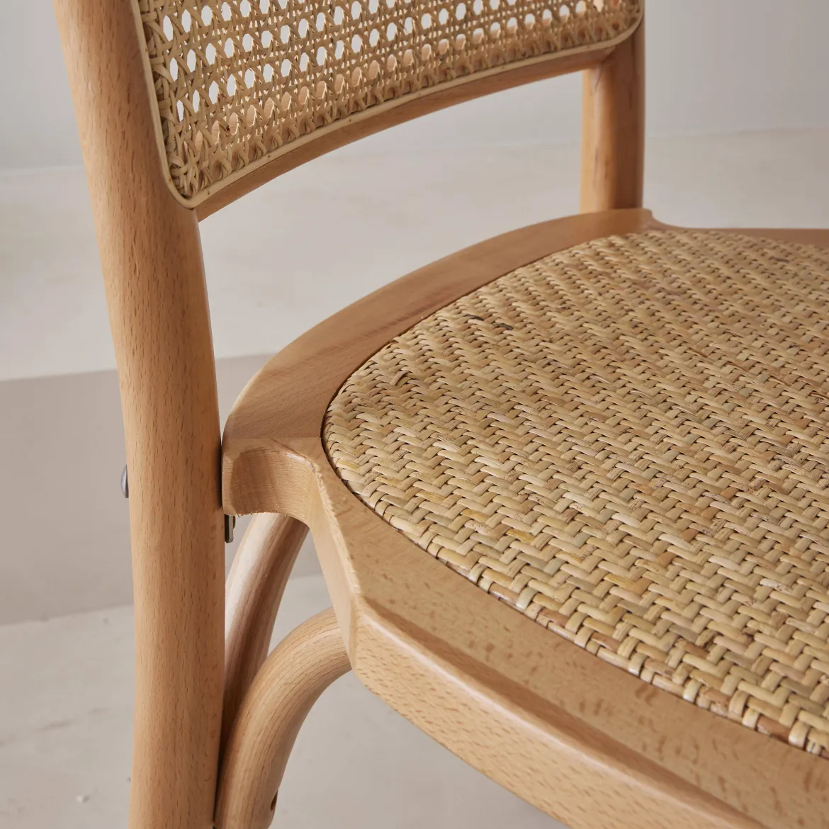 Set di 2 sedie vintage in legno e rattan