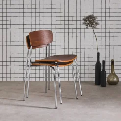 Set di 2 sedie vintage in metallo e compensato