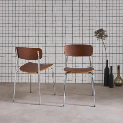 Set di 2 sedie vintage in metallo e compensato