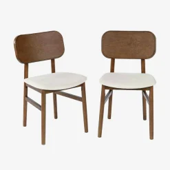 Set di 2 sedie vintage in legno di hevea e tessuto