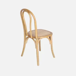 Set di 4 sedie vintage in legno e rattan