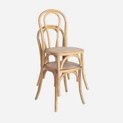 Set di 4 sedie vintage in legno e rattan