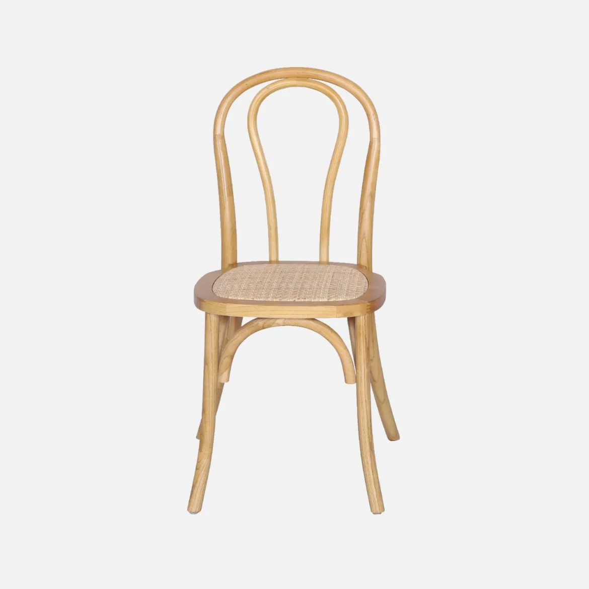 Set di 4 sedie vintage in legno e rattan