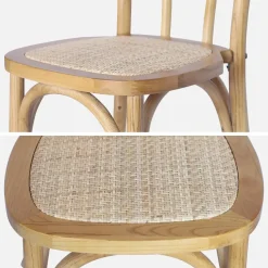 Set di 4 sedie vintage in legno e rattan