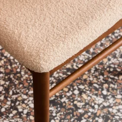 Set di 2 sedie vintage legno di hevea intrecciatura e bouclé